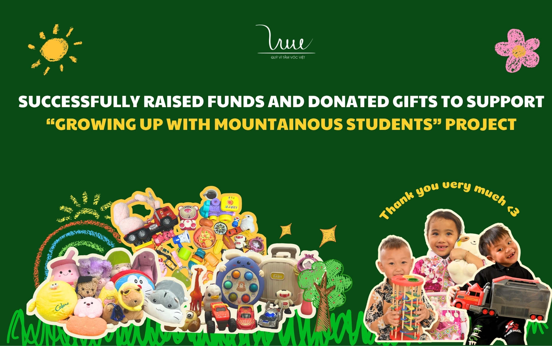 FUNDRAISING SUCCESSFULLY COMPLETED: 266 gift sets for children in sponsored by the Growing up with mountainous students project in Cao Bang